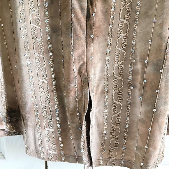 DressBarn Tie Dye Tunic V Neck w 3 Button Neckline, Sequins, Tab Sleeves L EUC - Picture 10 of 16